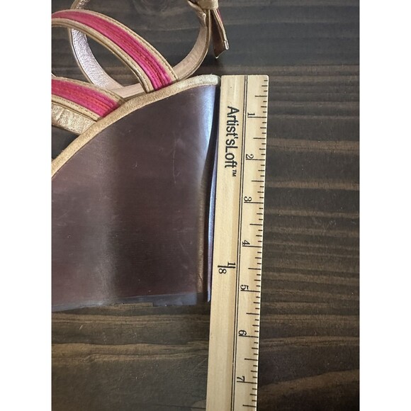 *RARE* Marc by Marc Jacobs Wedge Platform‎ Pink Red Strappy Sandals Heels 8 - Picture 12 of 14